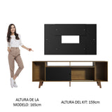Rack Madesa Cancun con Patas y Panel para TV hasta 58 Pulgadas Negro/Marrón