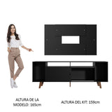 Rack Madesa Cancun con Patas y Panel para TV hasta 58 Pulgadas Negro