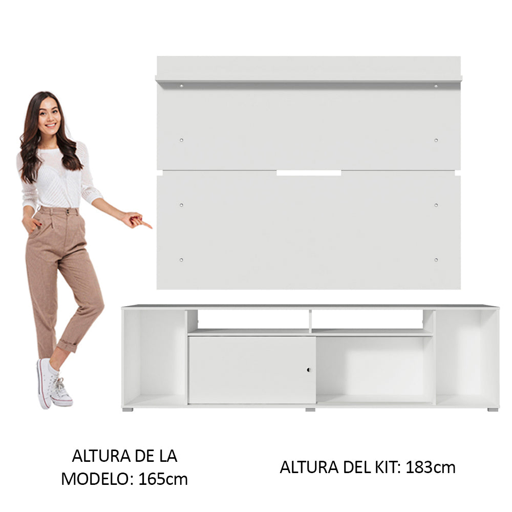 Rack Madesa Cancun con Panel para TV hasta 65 Pulgadas Blanco