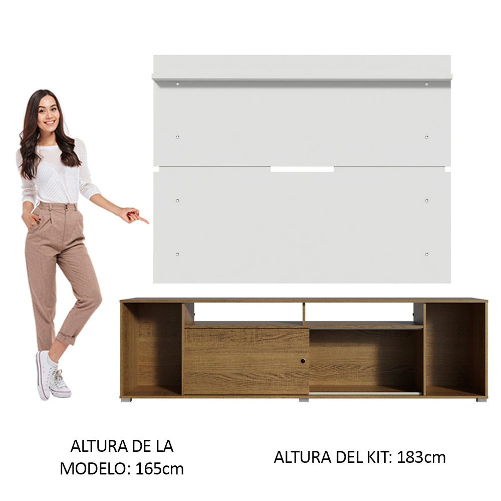 Rack Madesa Cancun con Panel para TV hasta 65 Pulgadas Marrón/Blanco