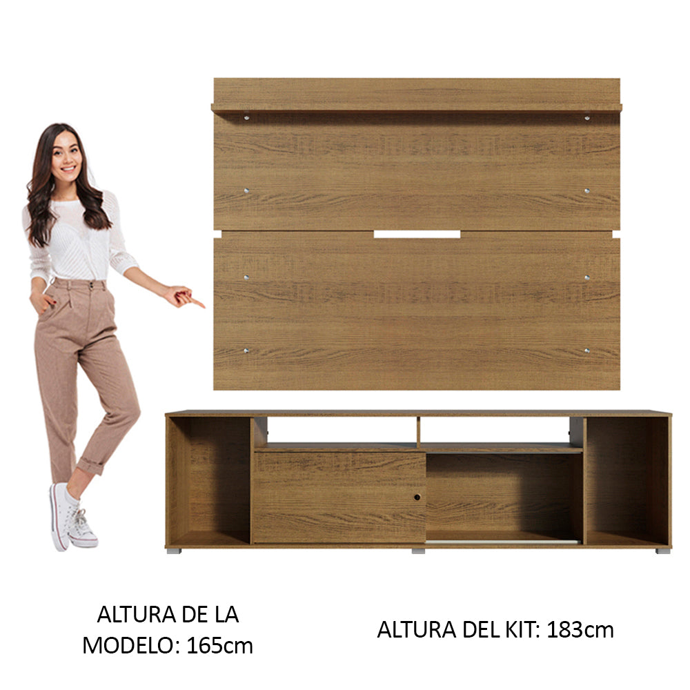 Rack Madesa Cancun con Panel para TV hasta 65 Pulgadas Marrón