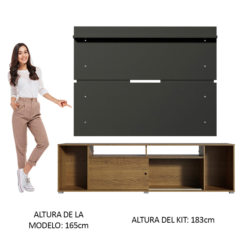 Rack Madesa Cancun con Panel para TV hasta 65 Pulgadas Marrón/Negro