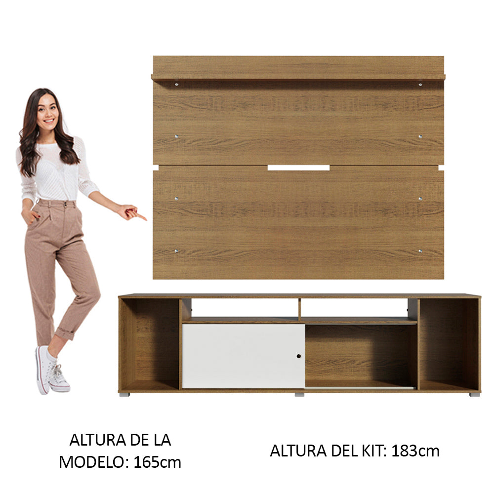 Rack Madesa Cancun con Panel para TV hasta 65 Pulgadas Marrón/Blanco