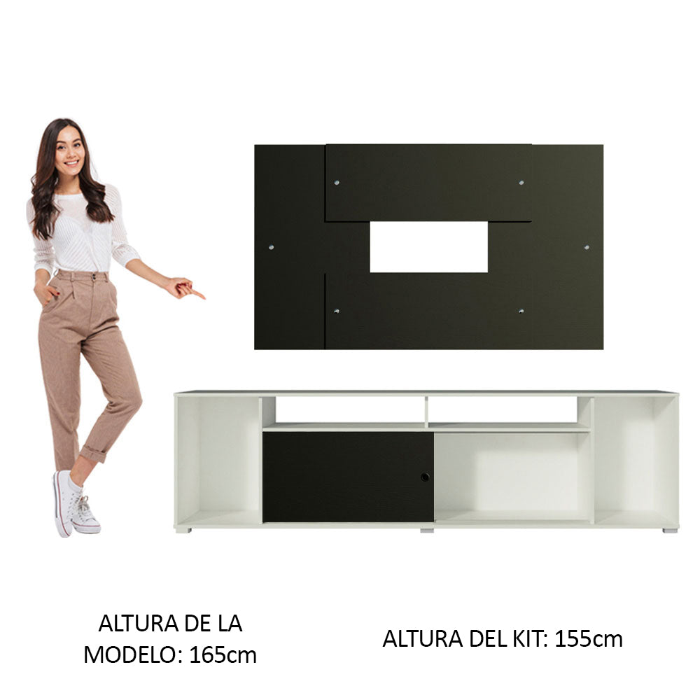 Rack Madesa Cancun con Panel para TV hasta 58 Pulgadas Blanco/Negro