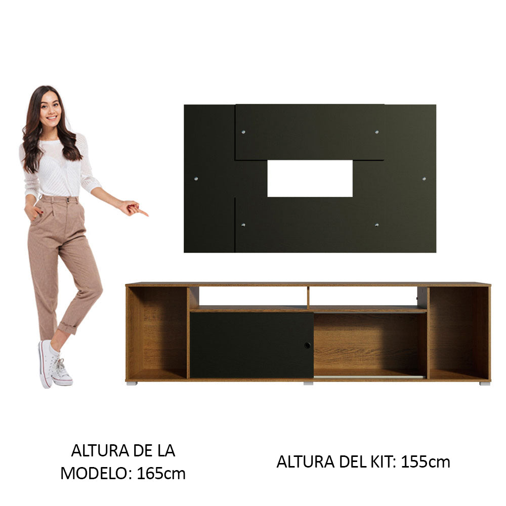 Rack Madesa Cancun con Panel para TV hasta 58 Pulgadas Marrón/Negro