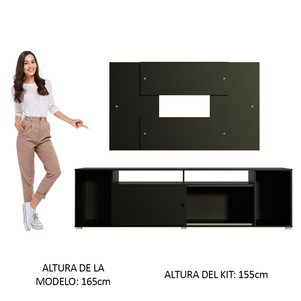 Rack Madesa Cancun con Panel para TV hasta 58 Pulgadas Negro