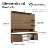 Rack con Panel para TV hasta 60 Pulgadas 180 cm Marrón/Blanco Metz Madesa