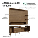 Rack con Panel para TV hasta 60 Pulgadas 180 cm con Patas Marrón Cancun Madesa