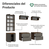 Centros de Entretenimiento con Rack + Cristaleiro 230 cm Marrón/Gris Vik Madesa 01