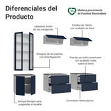 Centros de Entretenimiento con Rack + Cristaleiro 230 cm Blanco/Azul Vik Madesa 01
