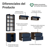 Centros de Entretenimiento con Rack + Cristaleiro 230 cm Marrón/Azul Vik Madesa 01