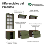 Centros de Entretenimiento con Rack + Cristaleiro 230 cm Marrón/Verde Vik Madesa 01