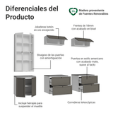 Centros de Entretenimiento con Rack + Cristaleiro 230 cm Blanco/Gris/Blanco Vik Madesa 01