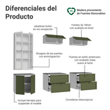 Centros de Entretenimiento con Rack + Cristaleiro 230 cm Blanco/Verde/Blanco Vik Madesa 01