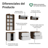 Centros de Entretenimiento con Rack + Cristaleiro 230 cm Marrón/Blanco/Marrón Vik Madesa 02