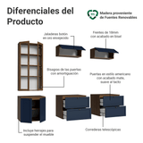 Centros de Entretenimiento con Rack + Cristaleiro 230 cm Marrón/Azul/Marrón Vik Madesa 02