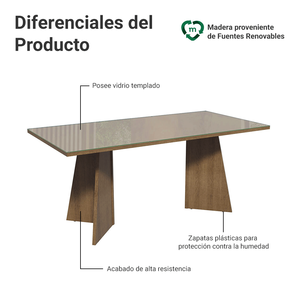 Escritorio para Oficina Director Presidente 180 cm con Tapa de Vidrio 5388 Marrón/Crema