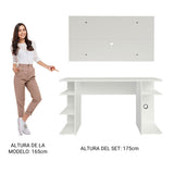 Escritorio Gamer Madesa 9409 e Panel para TV hasta 50 Pulgadas Blanco