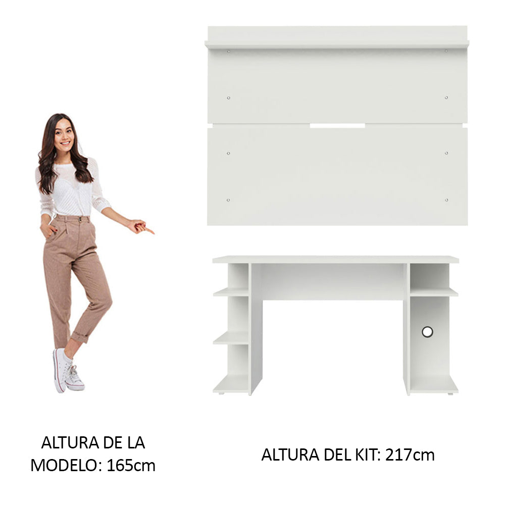 Escritorio Gamer Madesa 9409 con Panel para TV hasta 65 Pulgadas Blanco