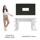 Escritorio Gamer Madesa 9409 con Panel para TV hasta 58 Pulgadas Blanco/Negro