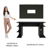 Escritorio Gamer Madesa 9409 con Panel para TV hasta 58 Pulgadas Negro