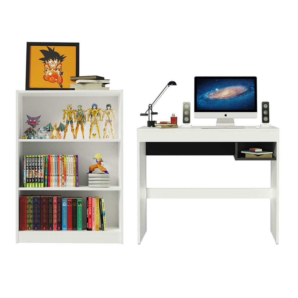 Kit Escritorio y Estante Librero Blanco Rubi Madesa
