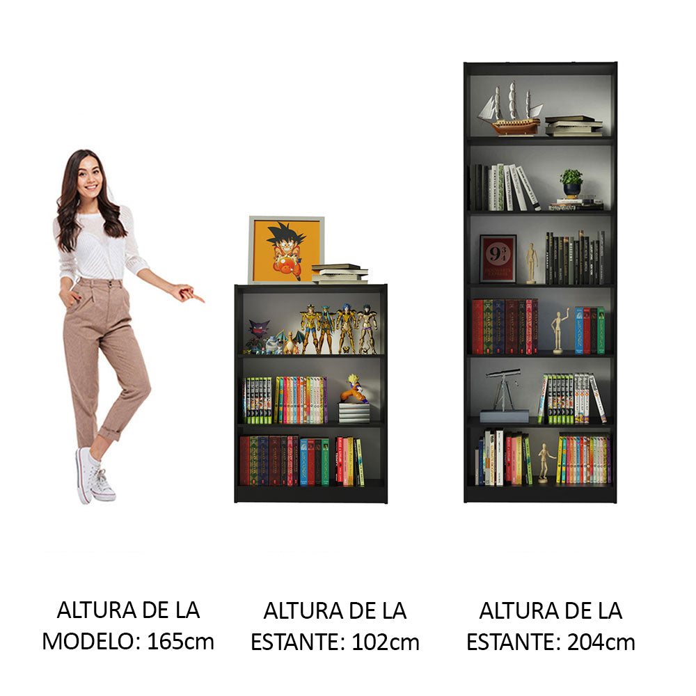 Kit Biblioteca Madesa Estante Librero 6908 + Estante Librero 6907 Negro