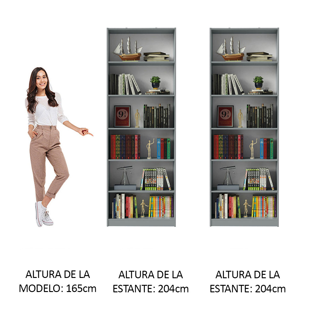 Kit Biblioteca Madesa con 2 Estantes Librero 6908 Gris