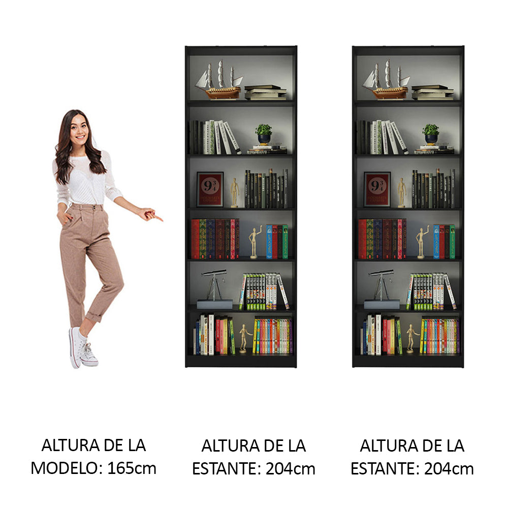 Kit Biblioteca Madesa con 2 Estantes Librero 6908 Negro