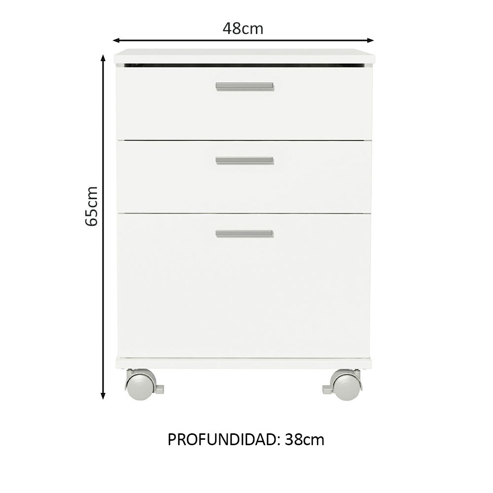 Combo Escritorio/Oficina con Mesa Industrial + Cajonera Marrón/Blanco Madesa
