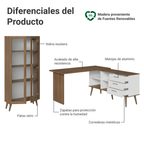 Kit Escritorio Esquinero 3 Cajones y Vitrina Multiuso Blanco/Marrón Madesa