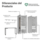 Kit Escritorio Industrial 2 Placard Neo y 2 Espejos 2 Repisas Blanco Madesa