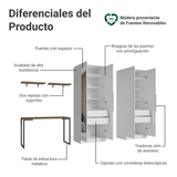 Conjunto Home Office 2 Placard Neo con Espejos 1 Escritorio 2 Repisas Blanco/Marrón Madesa