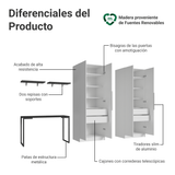 Conjunto Home Office 2 Placard Neo 1 Escritorio 2 Repisas Blanco/Negro Madesa