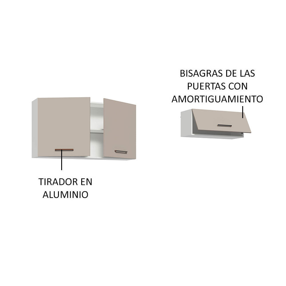 Kit con 2 Gabinetes superiores 3 Puertas Blanco/Crema Agata
