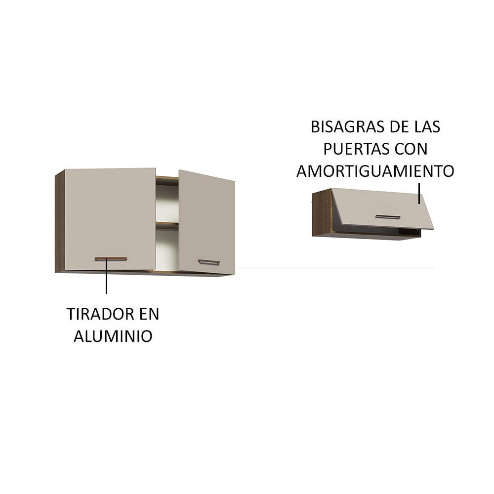 Kit con 2 Gabinetes superiores 3 Puertas Marrón/Crema Agata