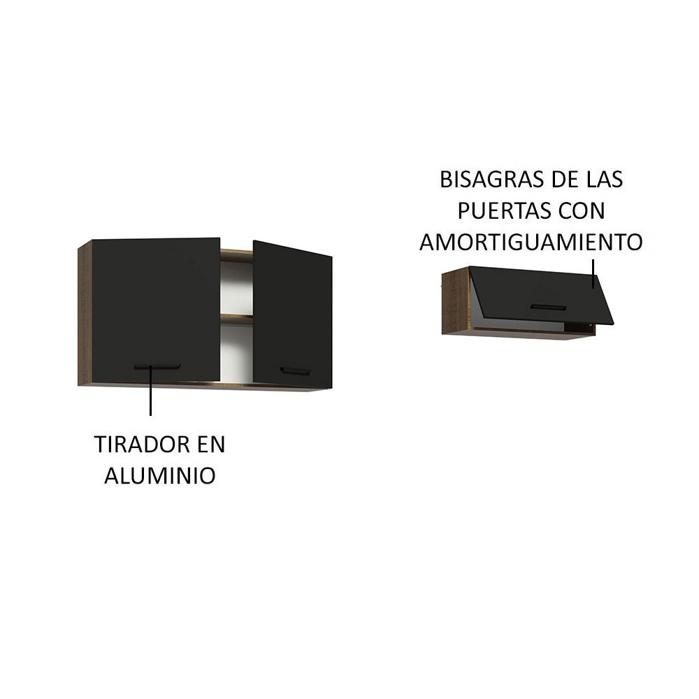 Kit con 2 Alacena Multiuso 3 Puertas Marrón/Negro Agata Madesa