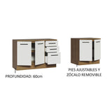 Kit con 2 Gabinetes Bajos 4 Puertas 3 Cajones Marrón/Blanco Agata