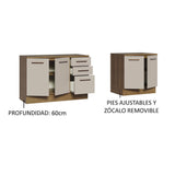 Kit con 2 Gabinetes Bajos 4 Puertas 3 Cajones Marrón/Crema Agata