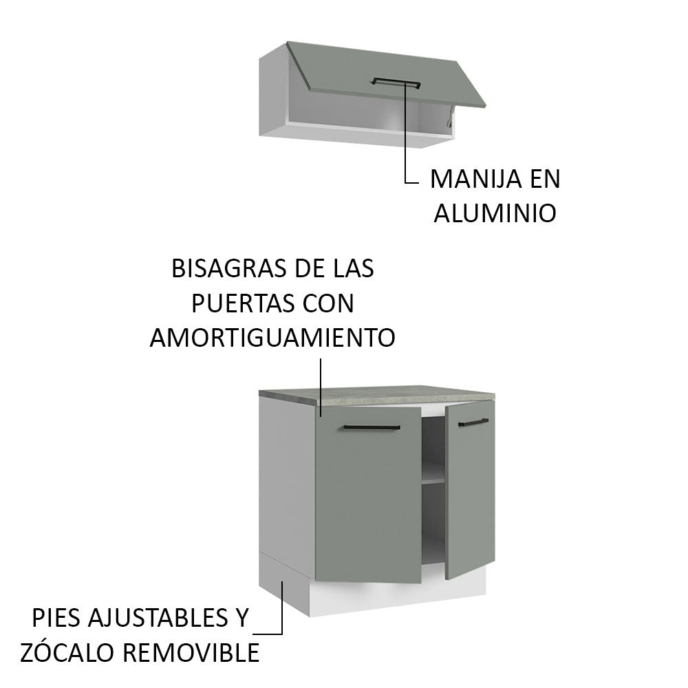 Mueble Integral Multiuso Garaje 80cm Blanco/Gris Agata