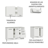 Kit con 2 Gabinetes Bajos y 2 Gabinetes superiores 200cm Blanco Agata