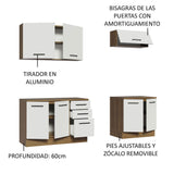 Kit con 2 Gabinetes Bajos y 2 Gabinetes superiores 200cm Marrón/Blanco Agata