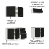 Kit con 2 Bajo mesada e 2 Alacena Multiuso 200cm Blanco/Negro Agata Madesa
