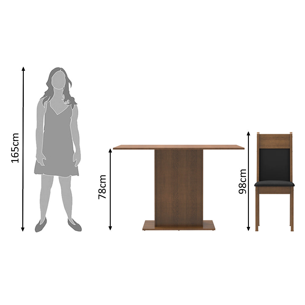 Juego de Comedor Madesa Gabi Mesa Tapa de Madera con 2 Sillas Marrón/Negro/Sintético Negro