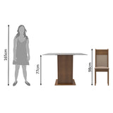 Juego de Comedor Madesa Moni Mesa Tapa de Vidrio con 2 Sillas Marrón/Crema/Sintético Beige