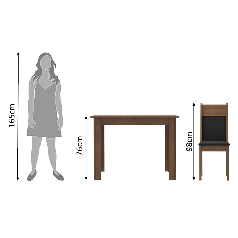 Juego de Comedor Madesa Lola Mesa Tapa de Madera con 2 Sillas Marrón/Negro/Sintético Negro