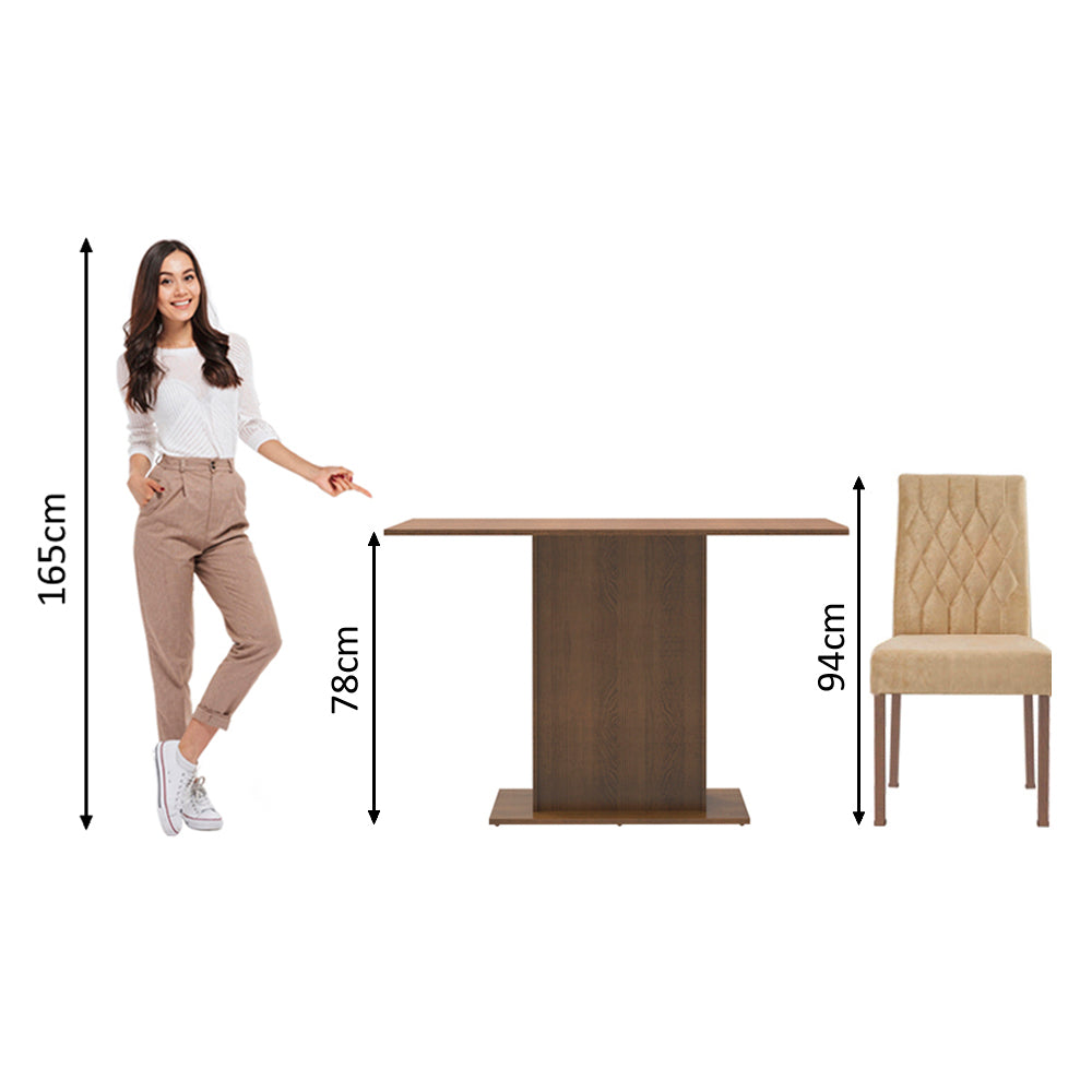 Juego de Comedor Madesa Lia Mesa Tapa de Madera con 2 Sillas Marrón/Imperial