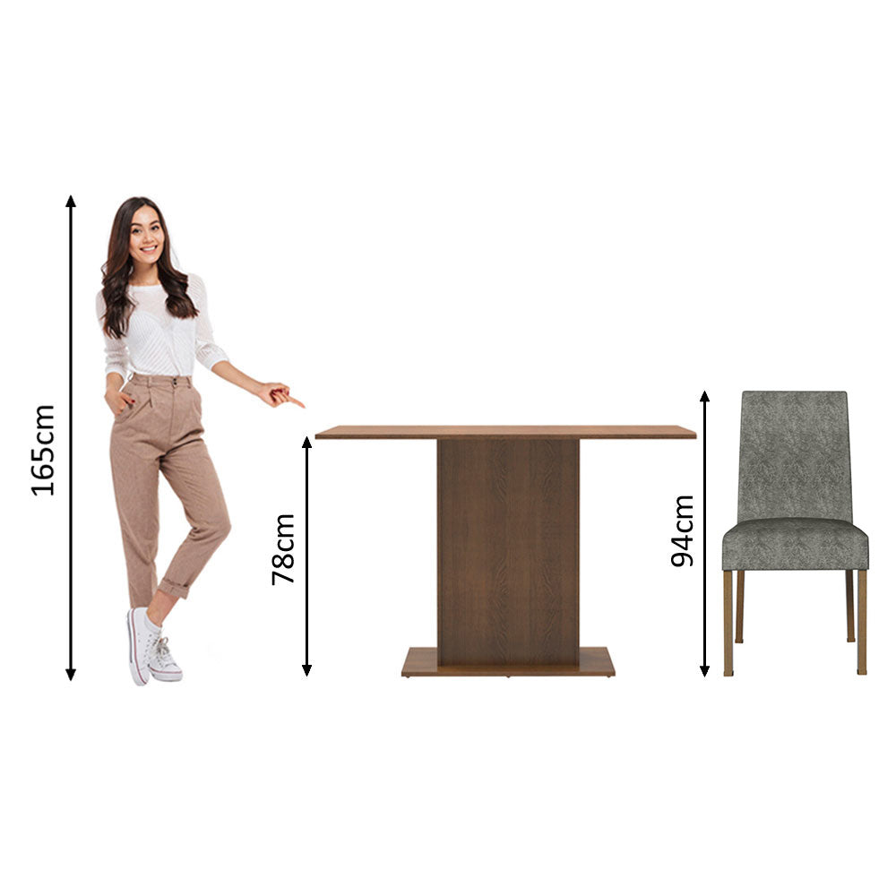 Juego de Comedor Manu con 2 Sillas Marron/Gris