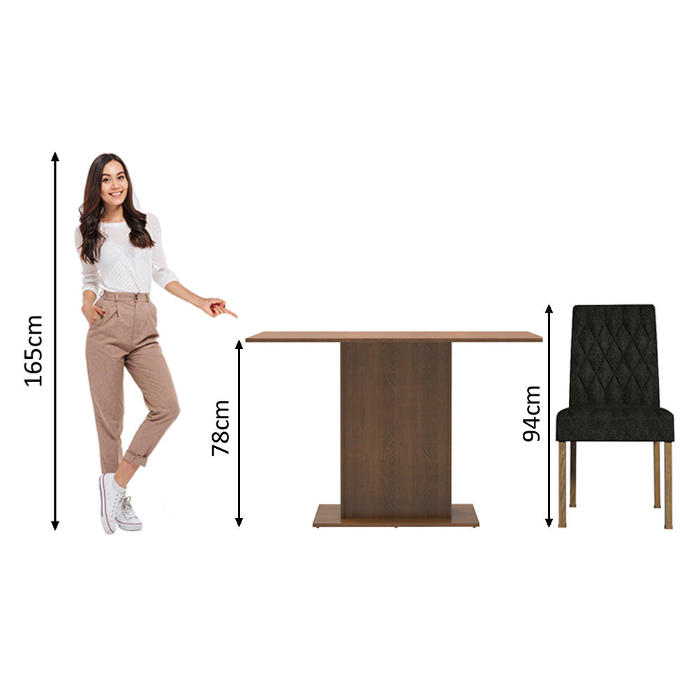 Juego de Comedor 2 Sillas Marrón/Oxford Tainá Madesa