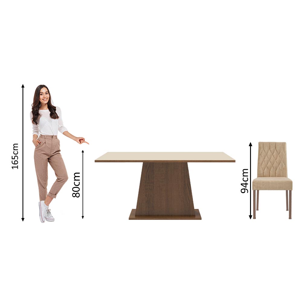 Juego de Comedor Madesa Ingrid Mesa Tapa de Madera con 4 Sillas Marrón/Blanco/Imperial